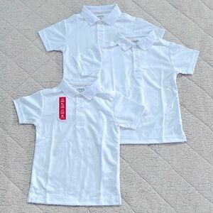 NWOT Chaps Boys 3-pack uniform white polo shorts sleeve shirts